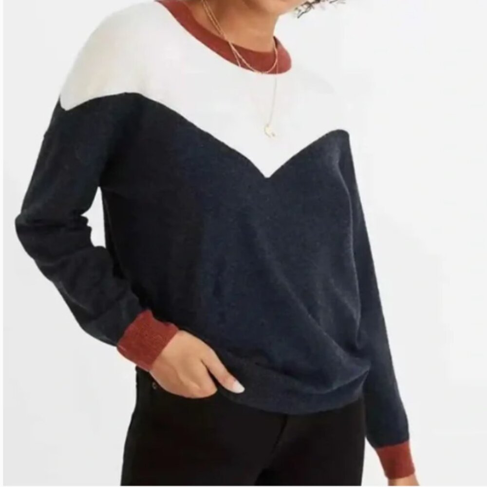 NWT Madewell Colorblock Pullover Sweater Small Merino Wool
